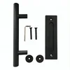 Pull and Flush Door Handle Set in Black for Sliding Wooden Hardware Gate Doors