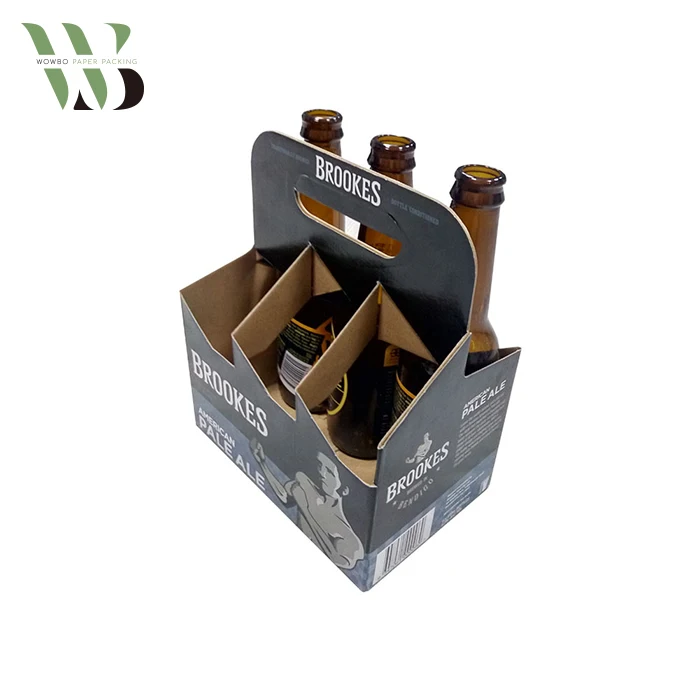 Take Away 6 Beers Packaging Carrier Box Paper Carton Box With Handle
