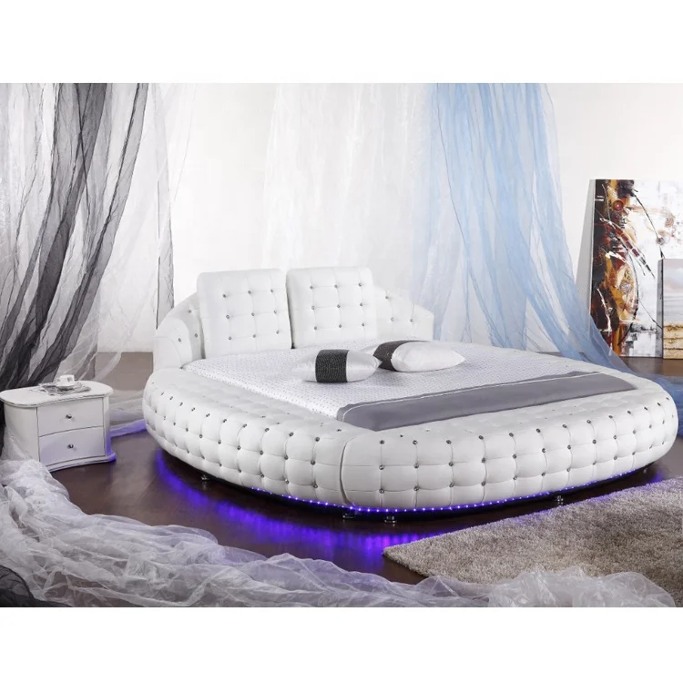Hot Sale Luxury Crystal King Size Round Bed With Led Light Buy