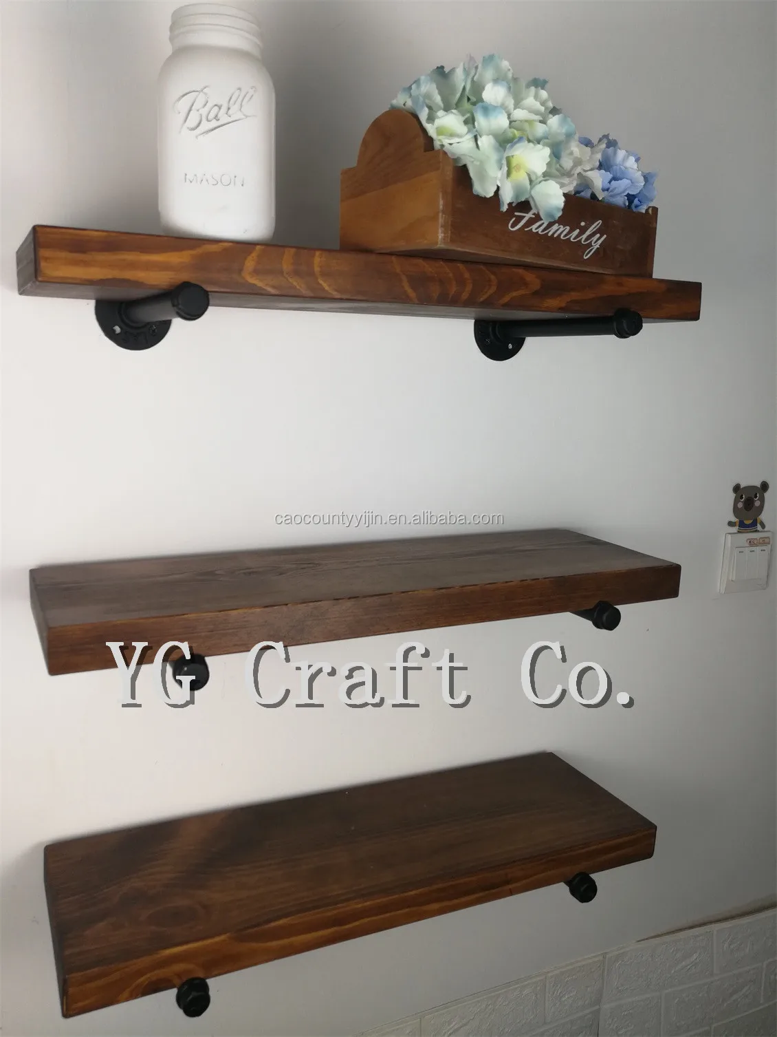 Yg Craft Walnut Color Stained Floating Shelves Set Of 2 Diy Pipe Shelves Solid Wood Not Mdf Buy Floating Shelves Wood Wall Floating Shelf Pipe Shelve Product On Alibaba Com