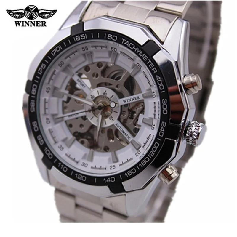 

winner brand luxury automatic watch no battery male fashion skeleton analog watch men military stainless steel mechanical watch