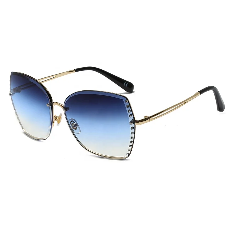 

Sunny Shades Wholesale rhinestone crystal Sun Glasses Made In China Platsun Oversized Fashion Metal Bridge Sunglasses Woman