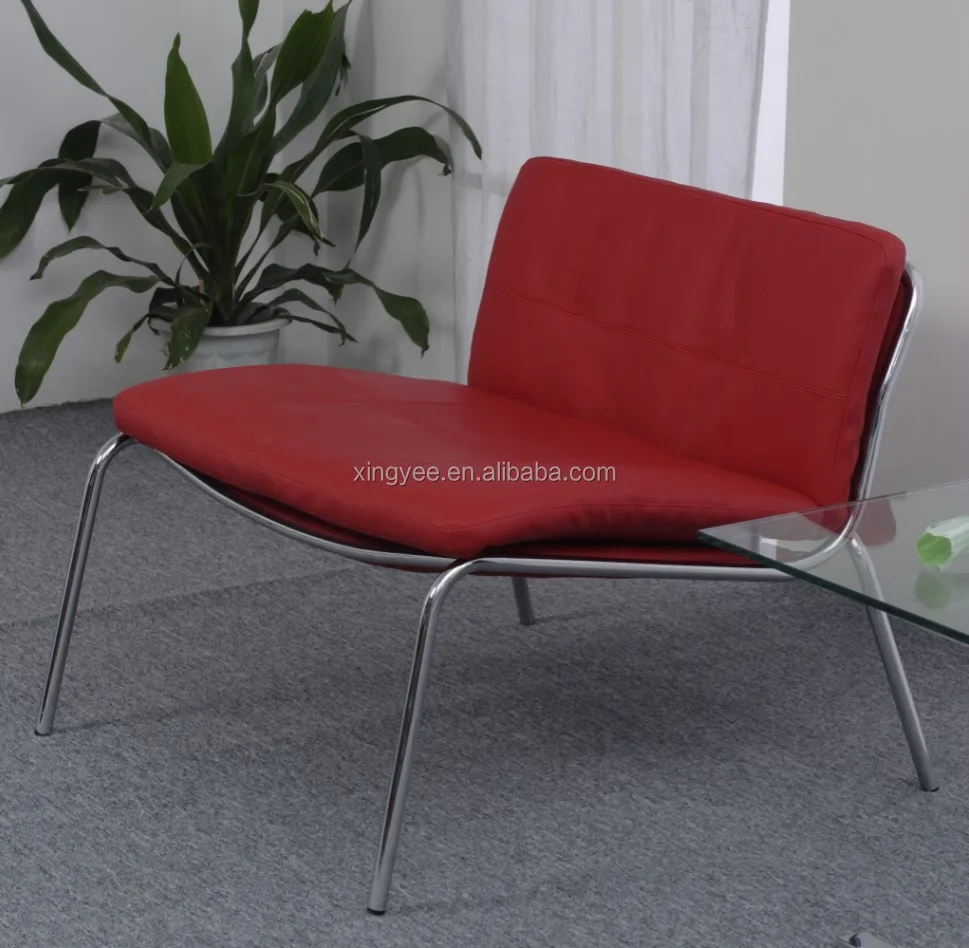 Modern Ruang Tamu Cafe Furniture Rumah Stainless Steel Kulit Sofa