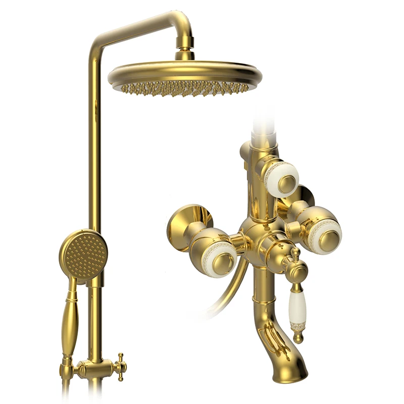 Gold Plated Surface Mounted Hot And Cold Water Mixer Shower Buy Hot