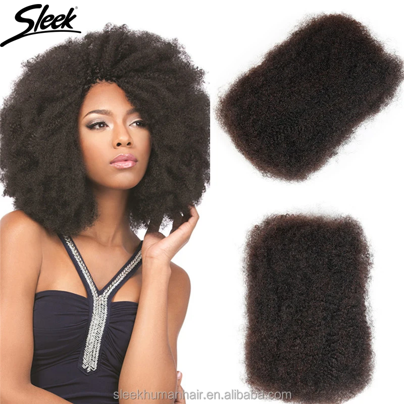 

Sleek Hair factory in Xuchang crochet braiding Indian human afro kinky bulk hair, Natural color