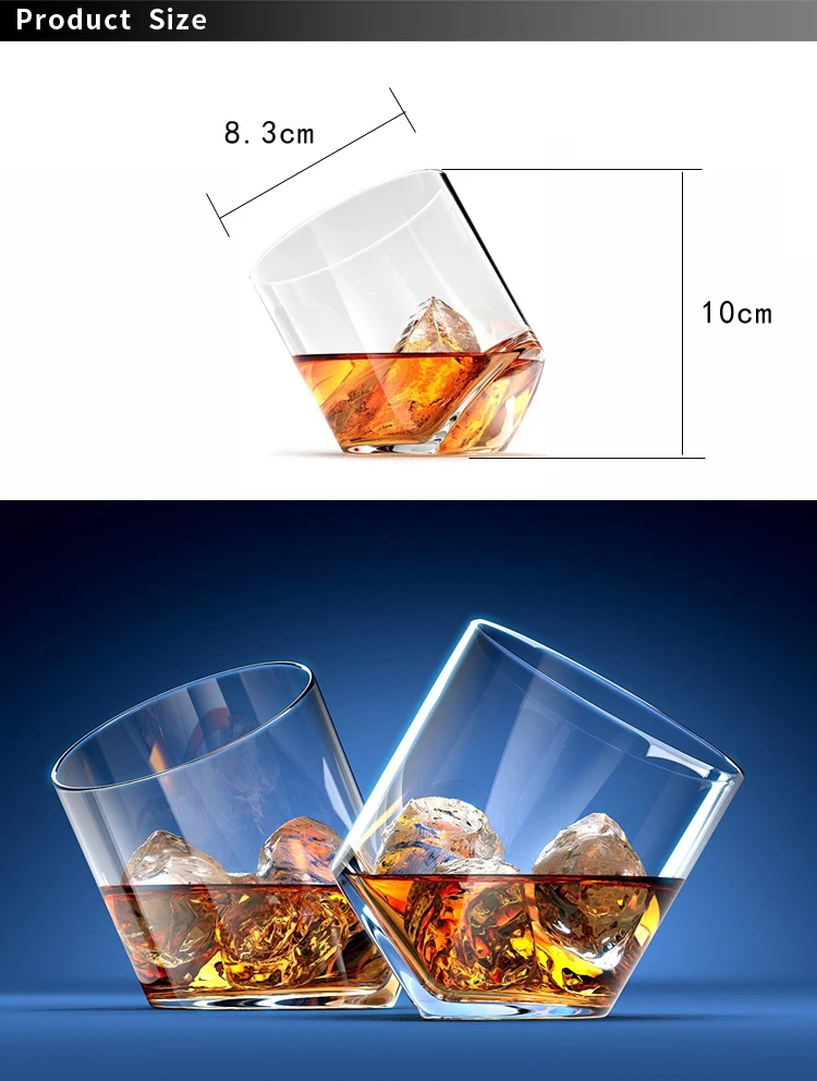 10oz Creative Rocking Tilting Slanted Bottom Crystal Whiskey Glass Cup ...