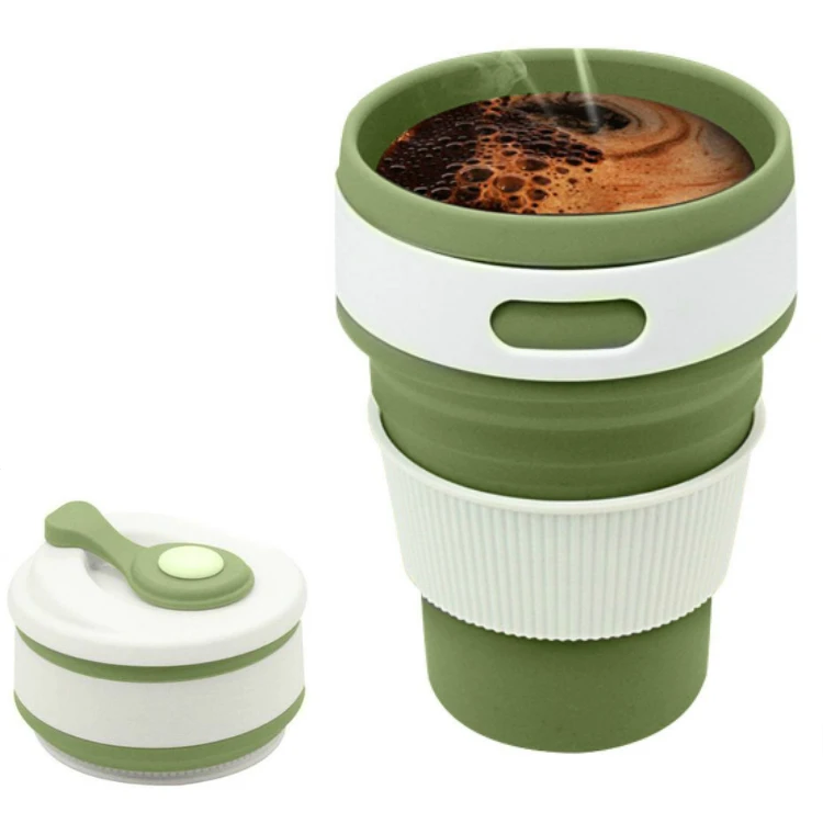 

456 Silicone Reusable Collapsible Coffee Cup, Army green