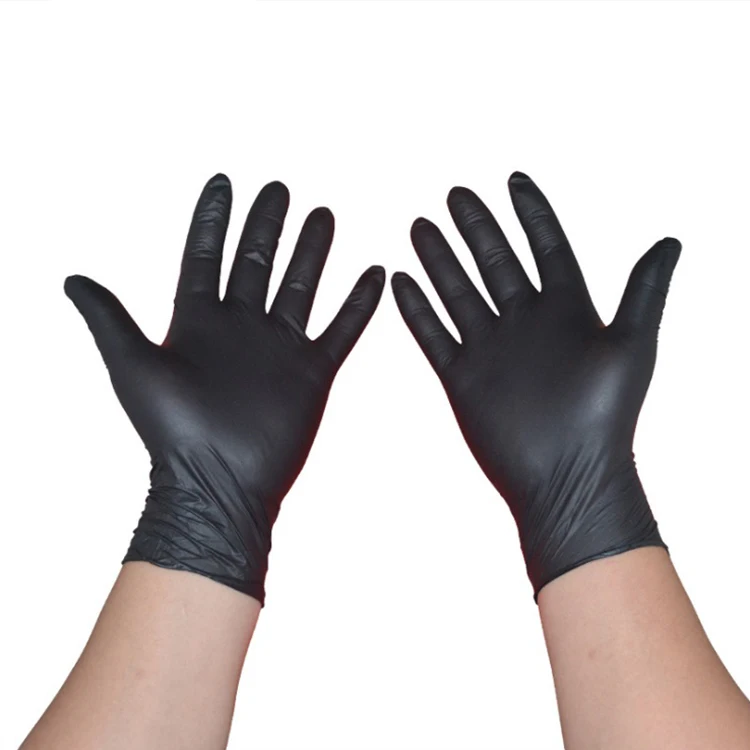 Disposable Nitrile Black Cooking Gloves Latex Examination Gloves Powder