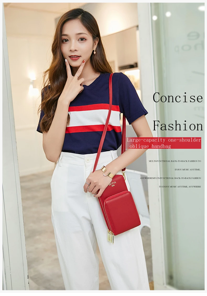 VALINK Brand Wallet Women Mobile Phone Bag,Korean Version Large Capacity Messenger Bag Fashion Women Shoulder Bag,Multi-Function Mid-Length Solid Color Handbag Purses