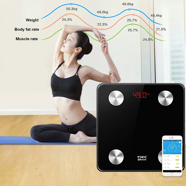 Bluetooth APP API High Precision Digital Bathroom Weighing Smart Body Fat Bmi Weight Scale Body Weighing Bathroom Scale with APP