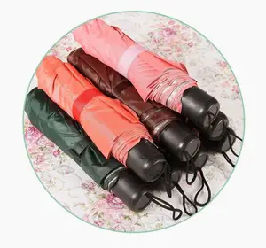 3 Fold 8 colors 8 bone Silver Plastic Umbrellas Mini Outdoor Portable Folding Umbrellas Solid Color 8K UV  Custom LOGO100CM