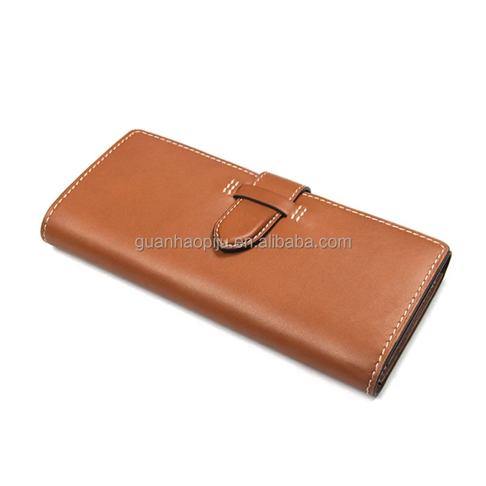 

Durable Cowhide Leather Women Long Clutch Purse, Brown or customized