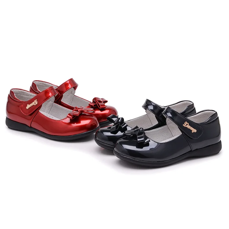 Children Kids Classic Bride Dress Design Shiny Bowknot Leather Red Girls Shoes Buy Red Girl