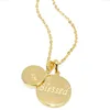 Fashion Stainless Steel Women Yellow Gold Statement i am blessed love Round Disc Necklace with diamond
