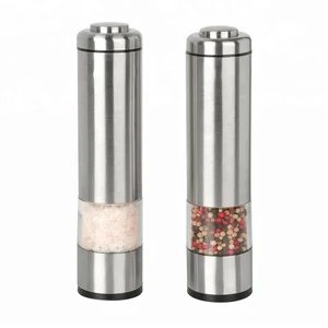 Image of Powerful battery operated salt and pepper grinder set/Electric stainless steel pepper grinders