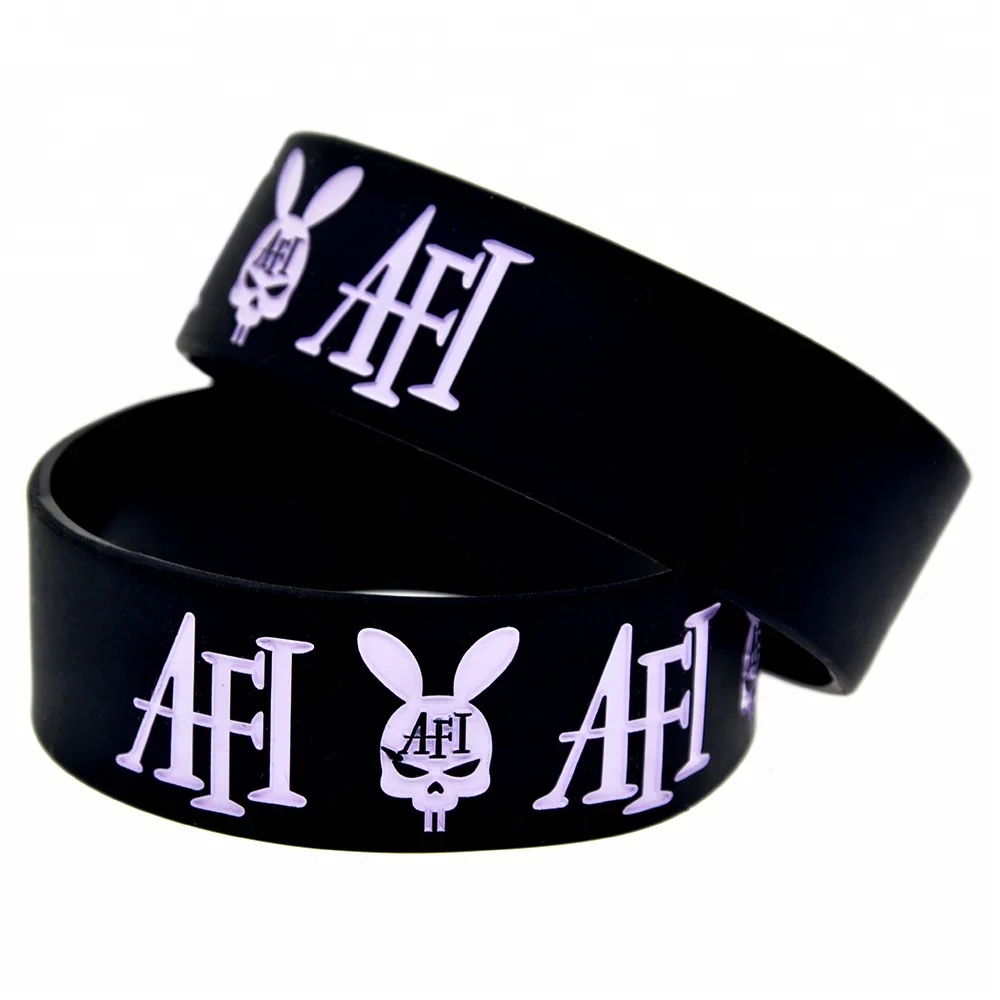 

25PCS Black One Inch Wide AFI A Fire Inside Silicone Wristband for Music Concert