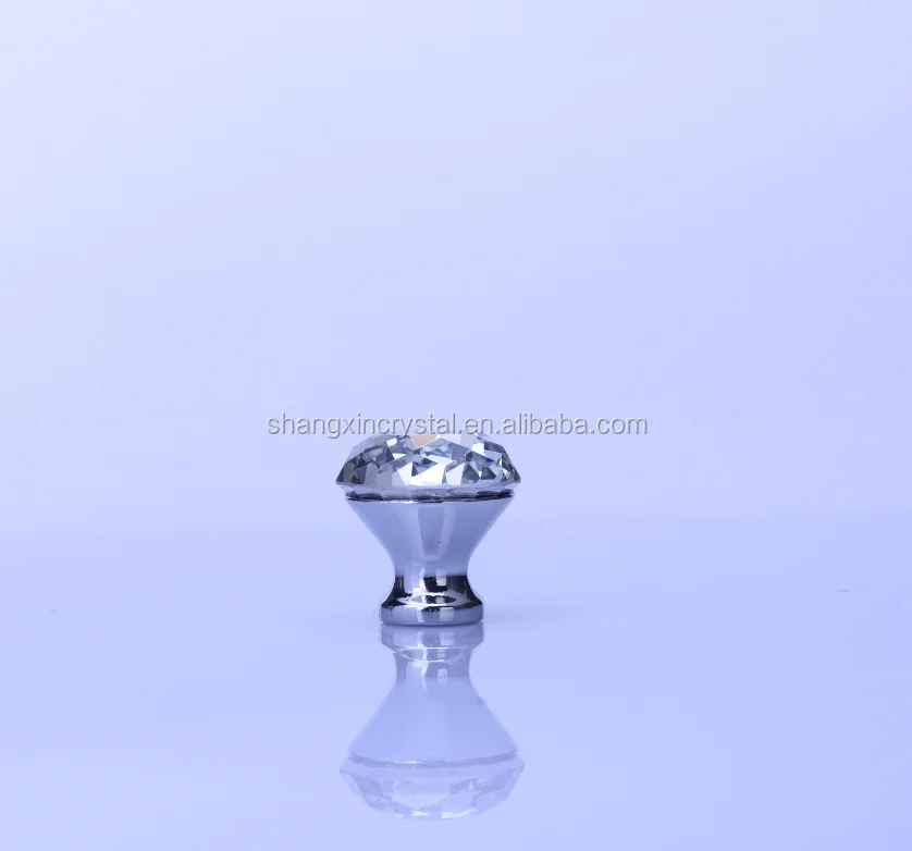 Clear Glass Crystal Cabinet Knobs Diamond Shape Wardrobe Door