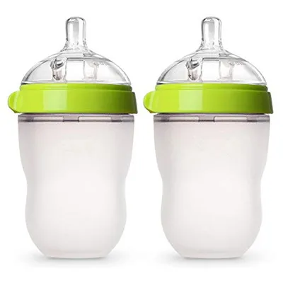 

YDS Silicone Baby Bottle BPA Free Large Neck Bottle, Pink, green