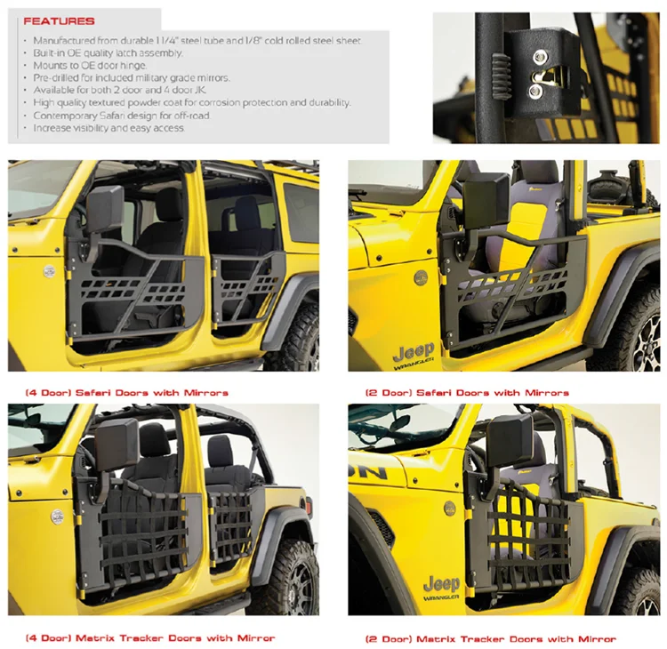 Ksc Auto 2018 Off Road Parts Wrangler Tube Doors Half Doors For Jeep  Wrangler Jk Jl With Us Quality Standard - Buy Wrangler Tube Doors,Half Doors,Jl  Doors Product on 