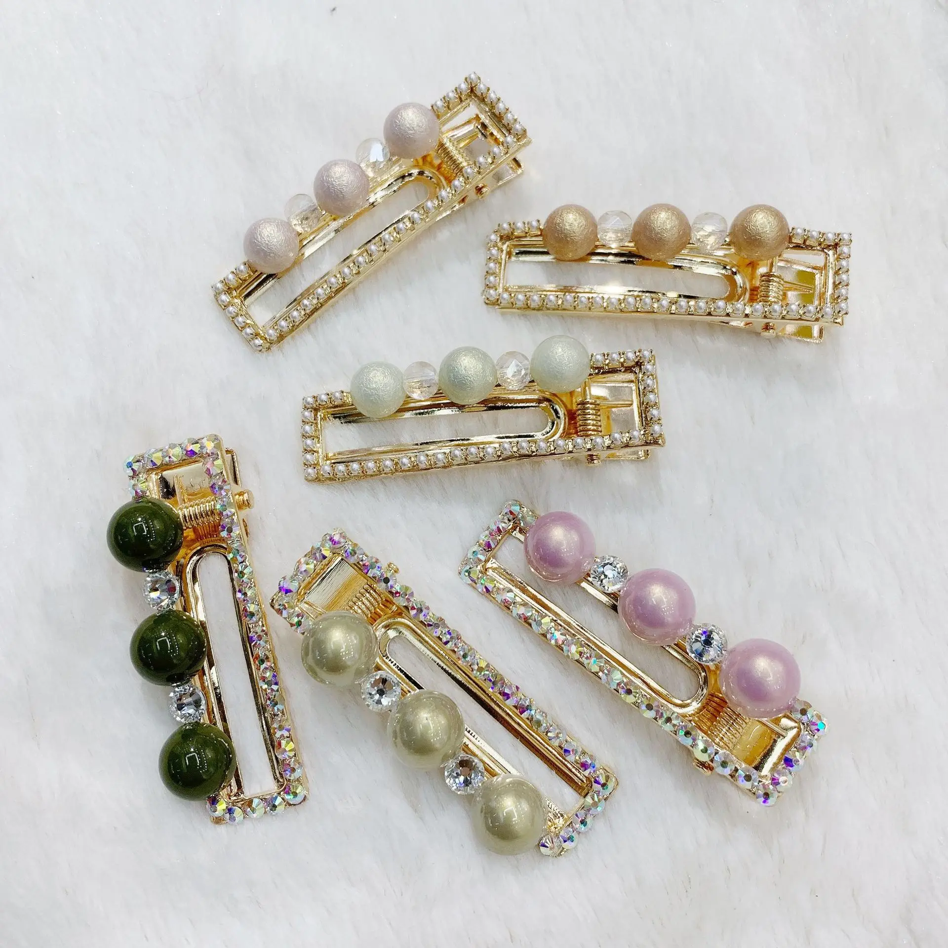 

HC279 alloy hair clip with acrylic beads BB clip, As picture show