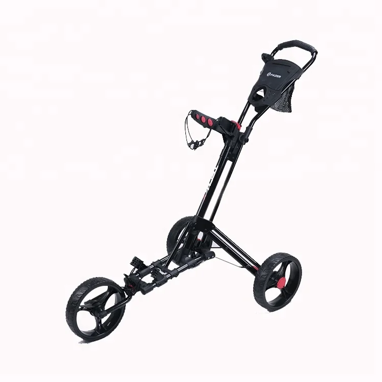 

Foldable Deluxe 3 Wheels Golf trolley Push Cart with brake from China Manufacturer, Black/oem