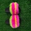 New product wholesale custom chinese cheap price house winter colored slipper fox fur sliders sandals slippers with 4 piece set