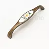 Chinese flower ceramic bronze Wardrobe Cupboard Drawer Pulls Ceramic Handles