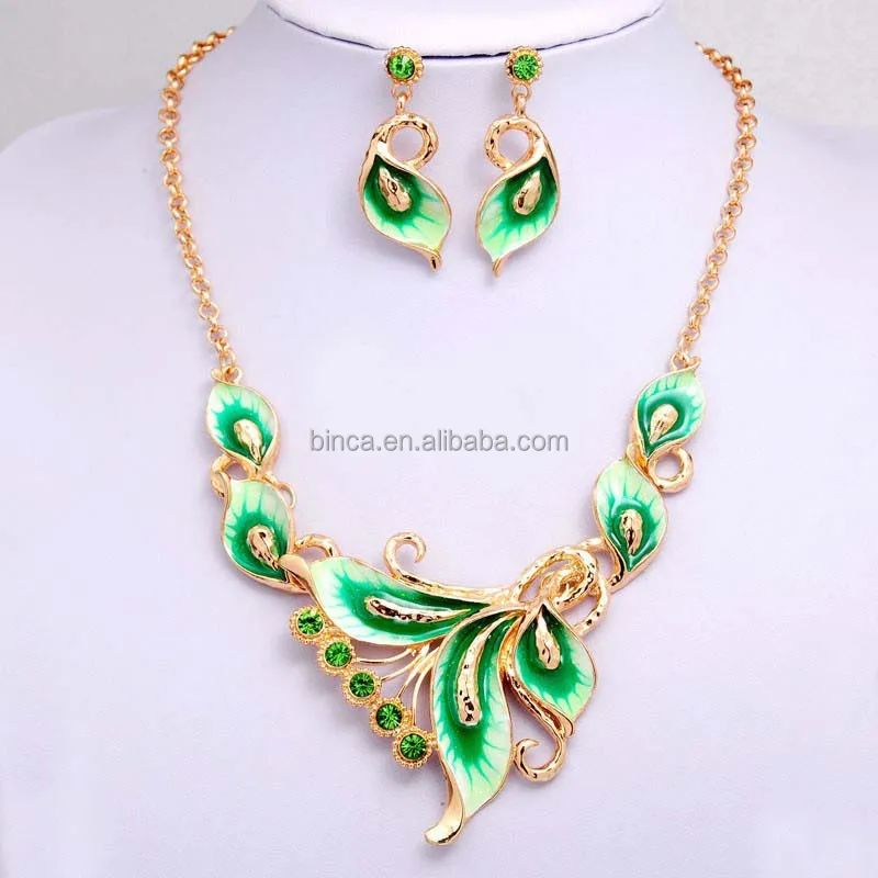 

Stock Jewelry set Leaves Necklace and Earrings set Fashion jewelry set ST1011