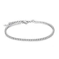 

Fashion Round Crystal 925 Sterling Silver Tennis Charm Bracelet For Women New Arrivals Jewelry Gift 2019