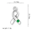 free shipping alloy breast cancer ribbon with birth stone charm for bracelet