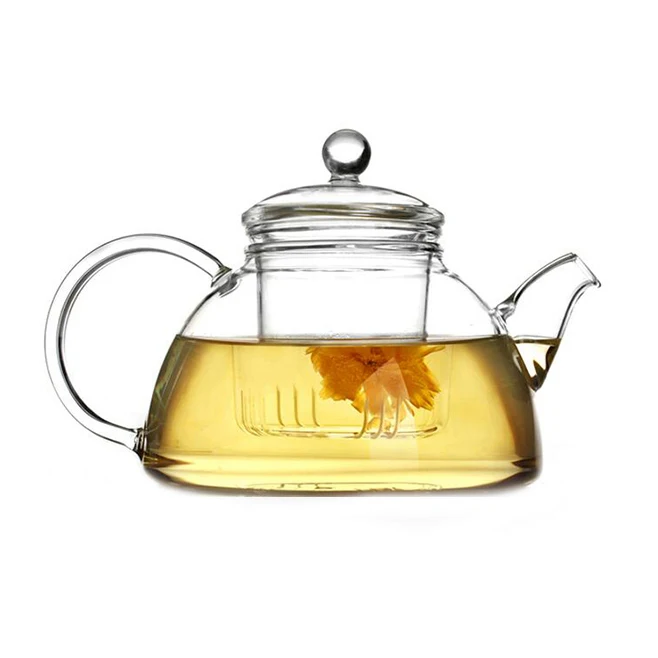 

Wholesale handblown heat resistant small glass teapot with glass or stainless steel infuser, Transparent
