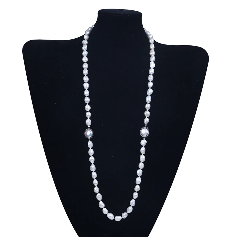 

High Quality Fashion Long Pearl Necklace Freshwater Pearl Women Statement Necklace, White