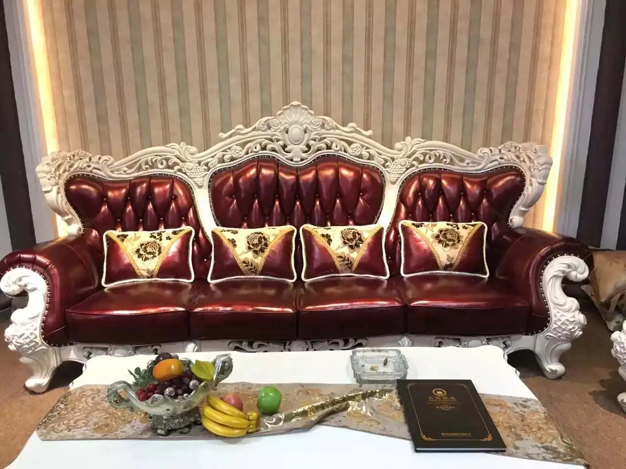 European french style wooden carved flower king sofa set