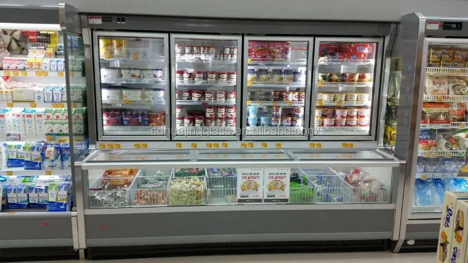 Horizontal ice cream freezers, display Sliding Curved Glass Door for ice cream dipping cabinets