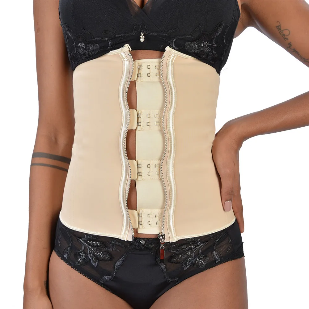 

Plus Size Women Latex Waist Trainer Zip Corset 9 Steel Boned Sport Cincher Weight Loss Shaper Shapewear Girdles Belt 9829