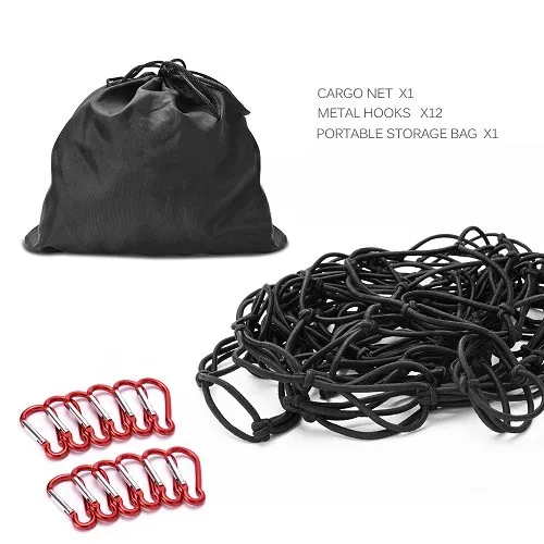 Mictuning 3'x 4 ' Heavy Duty Bungee Cargo Net Latex Truck Bed Mesh