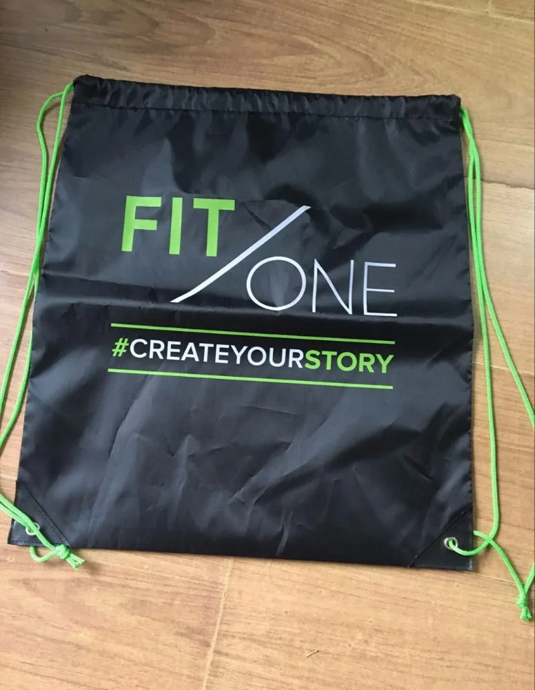 

Fashion eco friendly updated black polyester drawstring bag