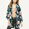 long sleeves open front all over print floral kimono