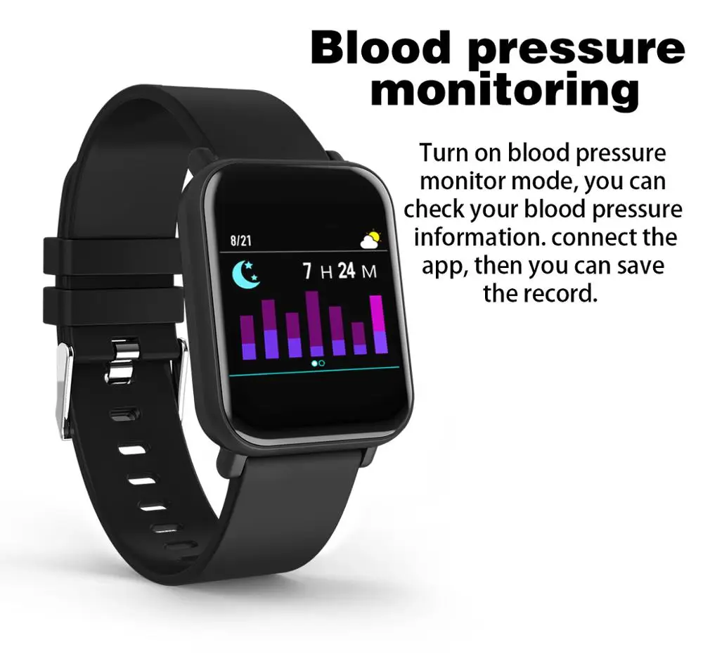 

1.3 inch Large Screen Sport Smart Watch Heart Rate Blood Pressure Monitor Smart Bracelet R6 support SDK API, Black;green;silver