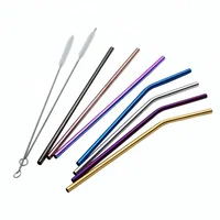 

FDA Certified Stainless Steel 304 Colorful Bent Straight Straw With Cleaning Brush