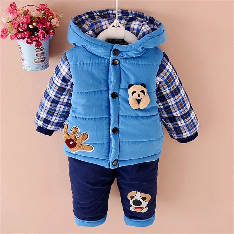 

baby boys clothing sets 2018 autumn winter kids boys hooded clothes sport suit children thick warm tracksuit clothing, N/a