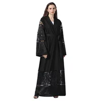 

Zakiyyah 1546 Stylish Style Arabic Abaya Kimono style Black Abaya With Fancy Embroidery Designs Kaftan Dresses EID Nice Price