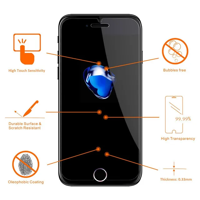 High quality and nice price smart phone protector film tempered glass screen protector for iphone 6 6s 6 plus 6s plus 7 7plus 8