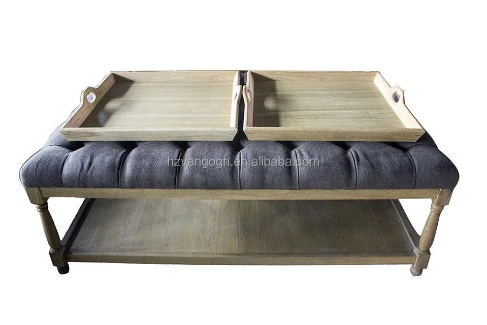 Van Gogh Furniture Coffee Table Living Room Tufted Upholstered Wooden