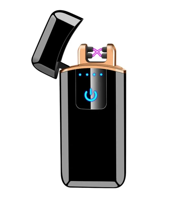 

New Hot Double Flameless, Arc Finger print electronic lighter Free Engraving