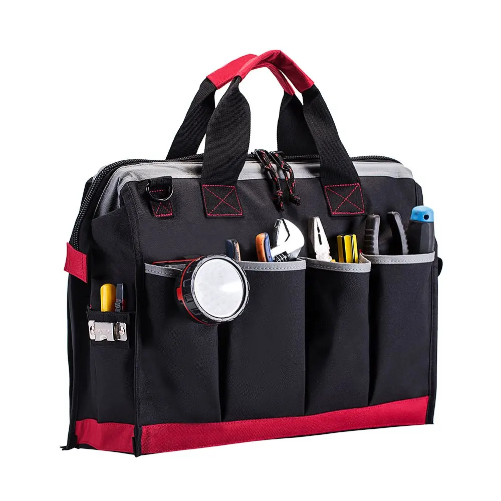 
Wide Mouth Tool Storage Bag Tool Bag with Adjustable Shoulder Strap 