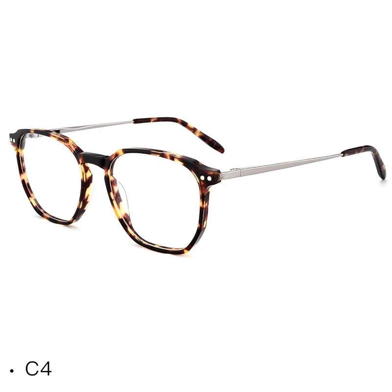 

Acetate Metal Leopard Women Men Square Frame Eyeglass, 4 colors available
