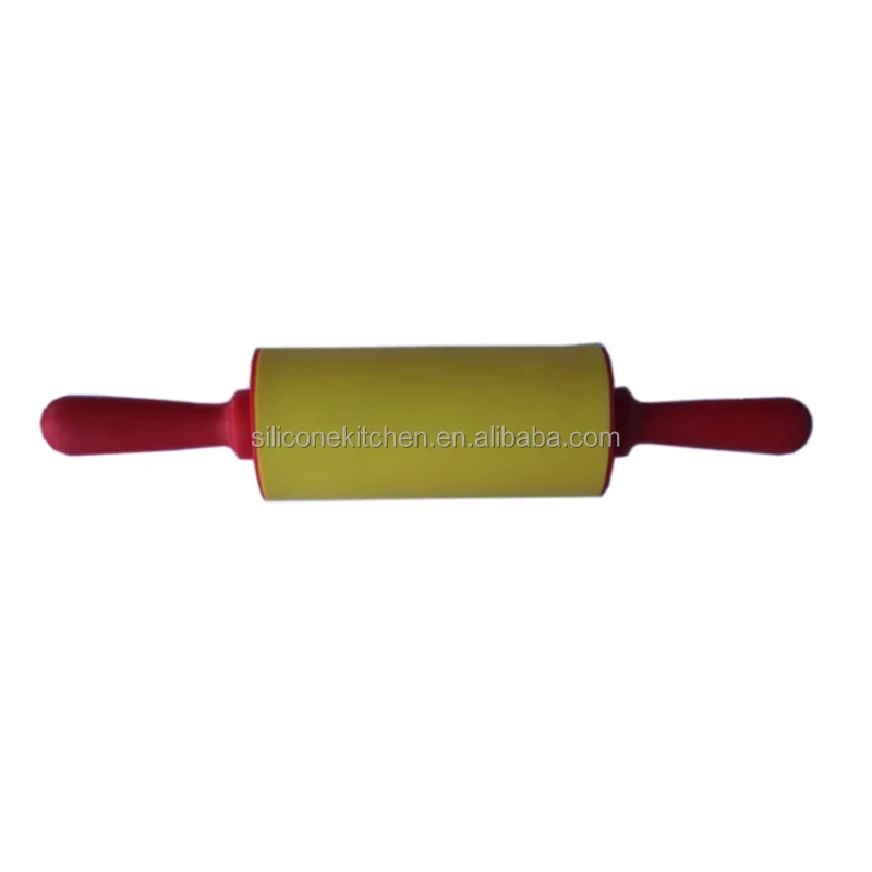 
High Quality Kitchen Utensils Dough Silicone Rolling Pin with Wood Handle 