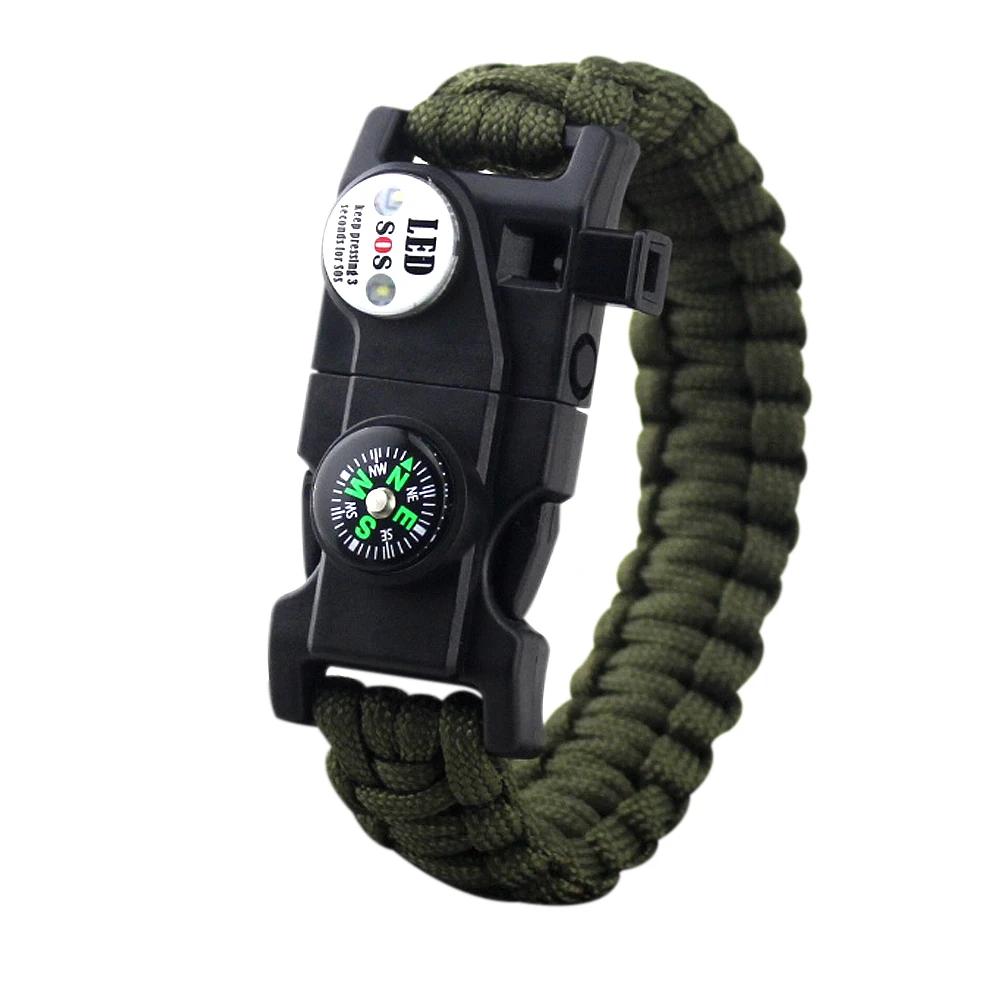 

Multifunction adjustable military camping led light compass outdoor survival knife paracord bracelet with logo, Customized