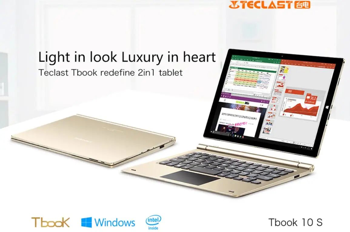 Teclast Tbook 10s 2 In 1 Dual OS Tablet 10.1Inch Tablets Android PC Win 10 + Android 5.1 Intel Quad Core 4G RAM 64G IPS Tablets